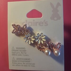 Claire's Pink Bunny & White Daisy Stud Earring Trio